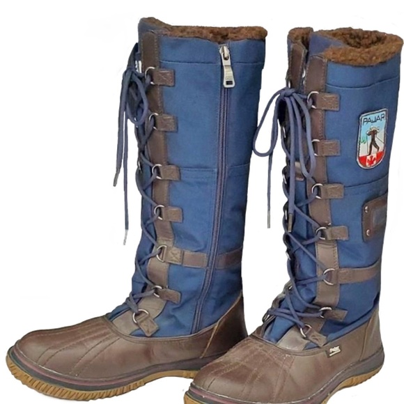 Pajar Canada Navy/Cognac Tall Grip Zip Boots, Size 8/8.5 - Picture 2 of 15